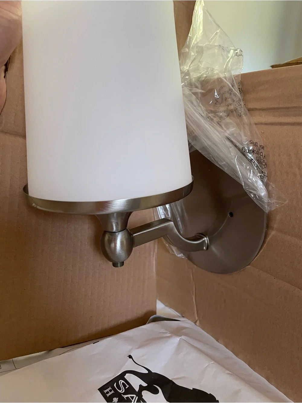 Savoy House Brushed Nickel Wall Sconce with White Glass Shade